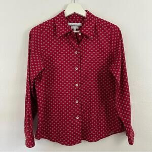 Foxcroft Red Wrinkle Free Sharped Fit Long Sleeve Button Up Shirt Size 4P